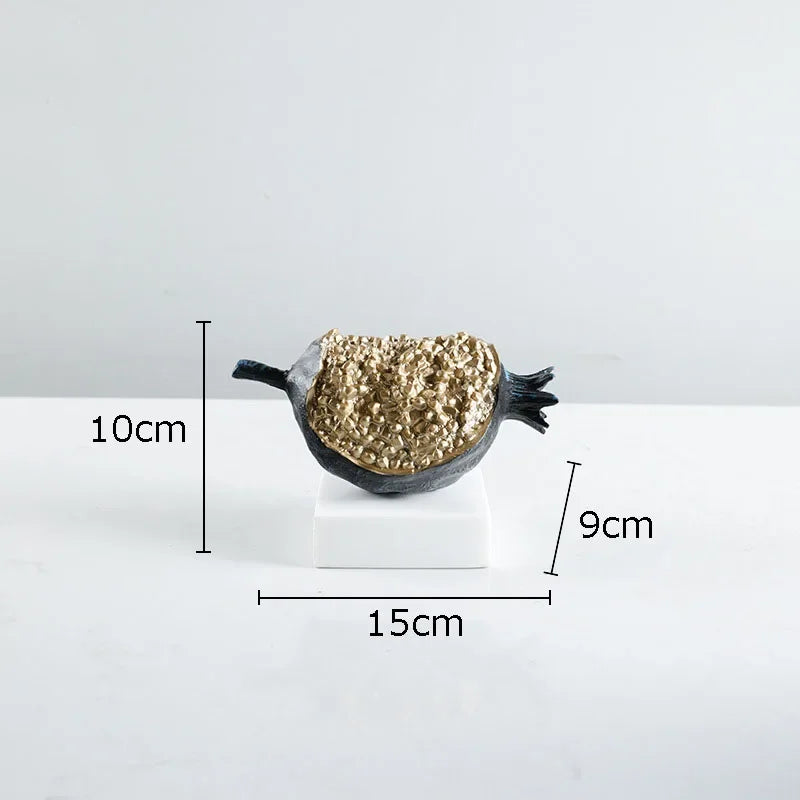 DecorBites™ Golden Pomegranate Sculpture Desk Decoration