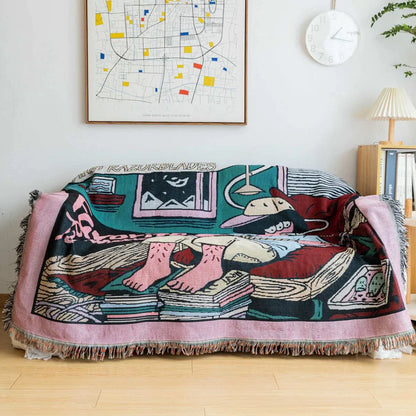 Decorbites™ Gitarrenjunge-Wurfbettdecke - Boho-Freizeit-Dekoration für Wohnzimmer oder Camping