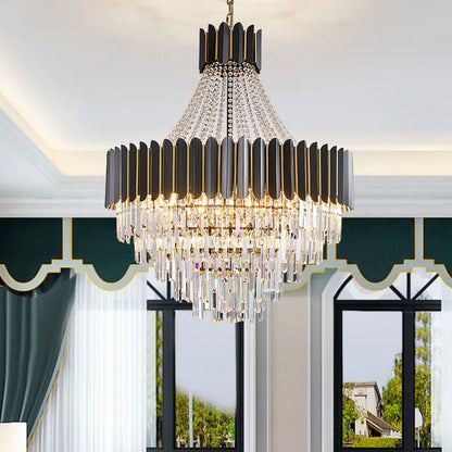 Decorbites™ Kristall-LED-Kronleuchter in Schwarz-Gold-Finish für das Esszimmer