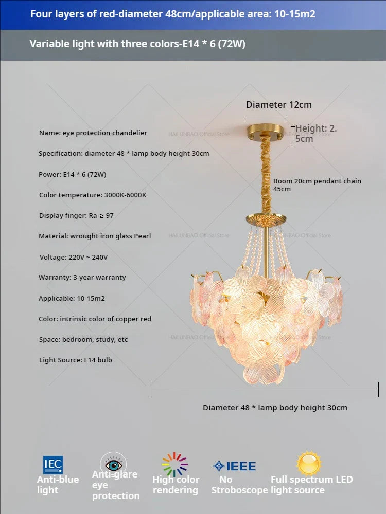 Decorbites™ Glas Blume Prinzessin Zimmer LichtLux Postmodern Französisch Creme Wind Lampe