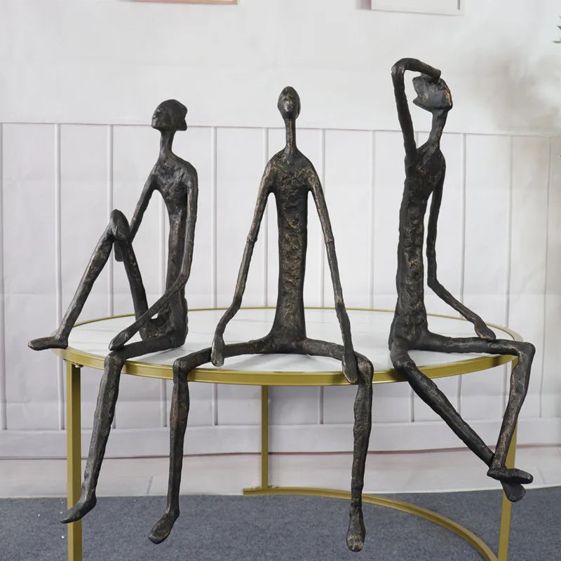 Decorbites™ Abstrakte Metall-Skulptur Mensch Gusseisen Schwarze Person Schreibtisch-Dekoration