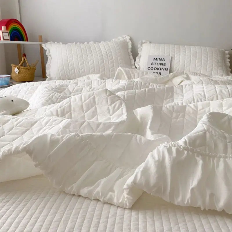 Decorbites™ Koreanischer Stil gewaschene einfarbig gequiltete Decke für Sommer-Bettüberwurf