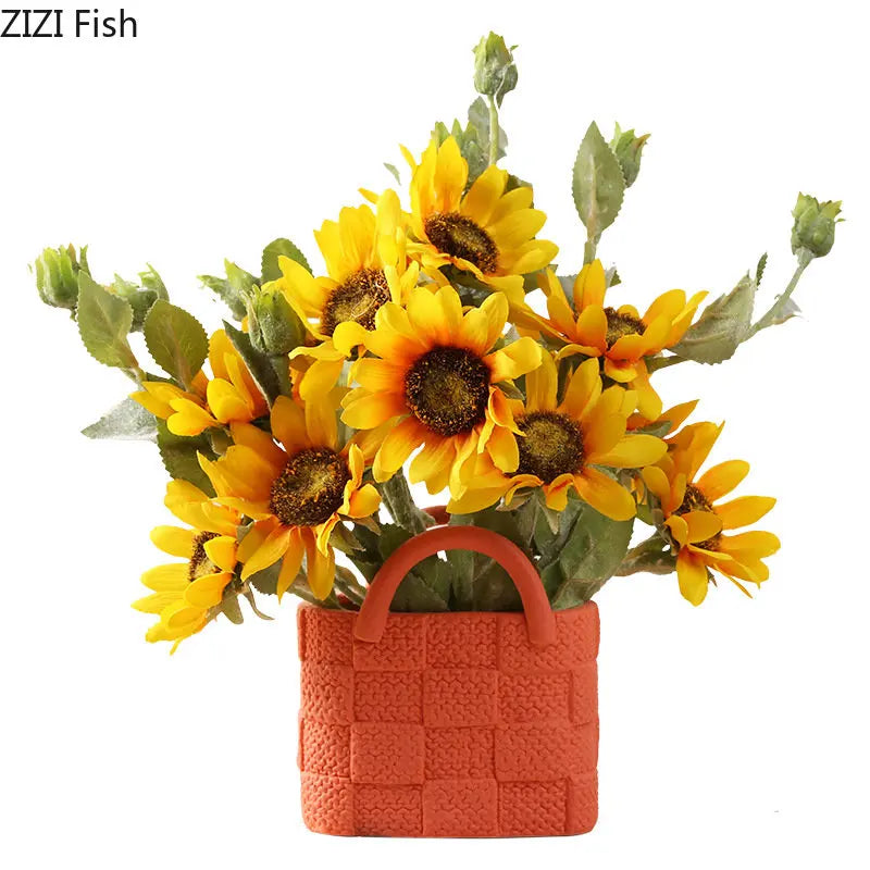 Decorbites™ Handgewebte Keramikvase: Dekorative Blumentopf für Heimdekoration und Blumenarrangements