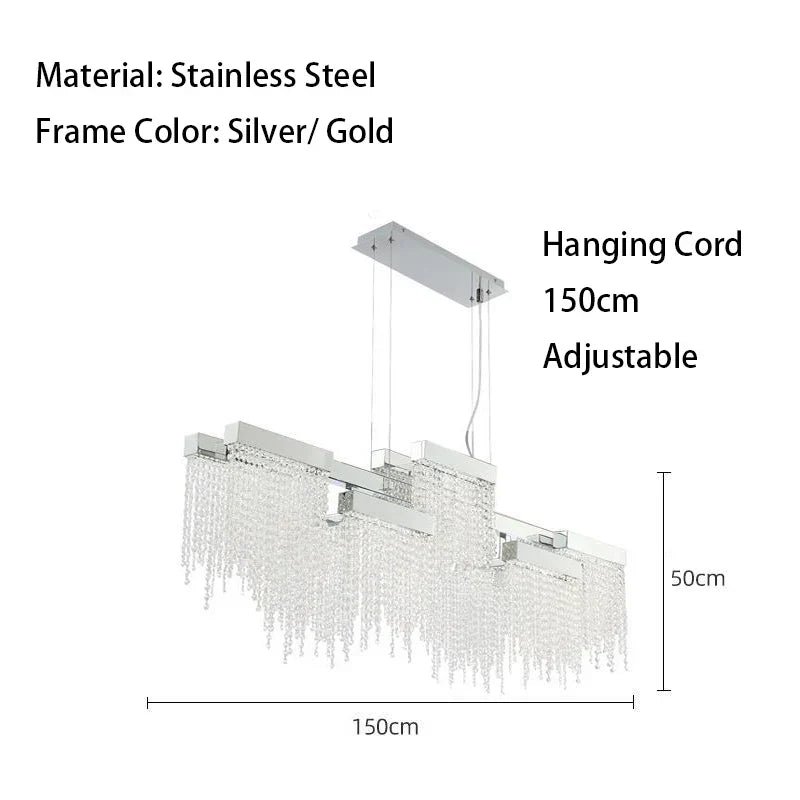 Decorbites™ Kristall-Quasten-Kronleuchter: Moderne Luxus-Silber-Hängeleuchte für das Esszimmer