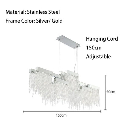 Decorbites™ Kristall-Quasten-Kronleuchter: Moderne Luxus-Silber-Hängeleuchte für das Esszimmer