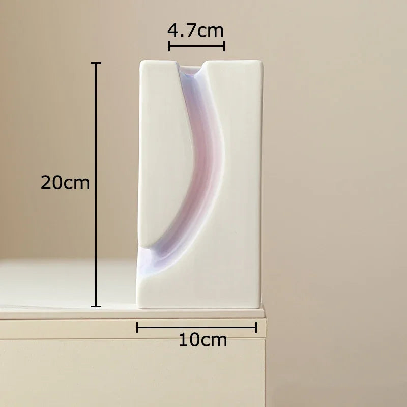Decorbites™ Geometrische Blöcke Vase: Dekoration für den Schreibtisch mit Farbverlauf und künstlichen Blumen