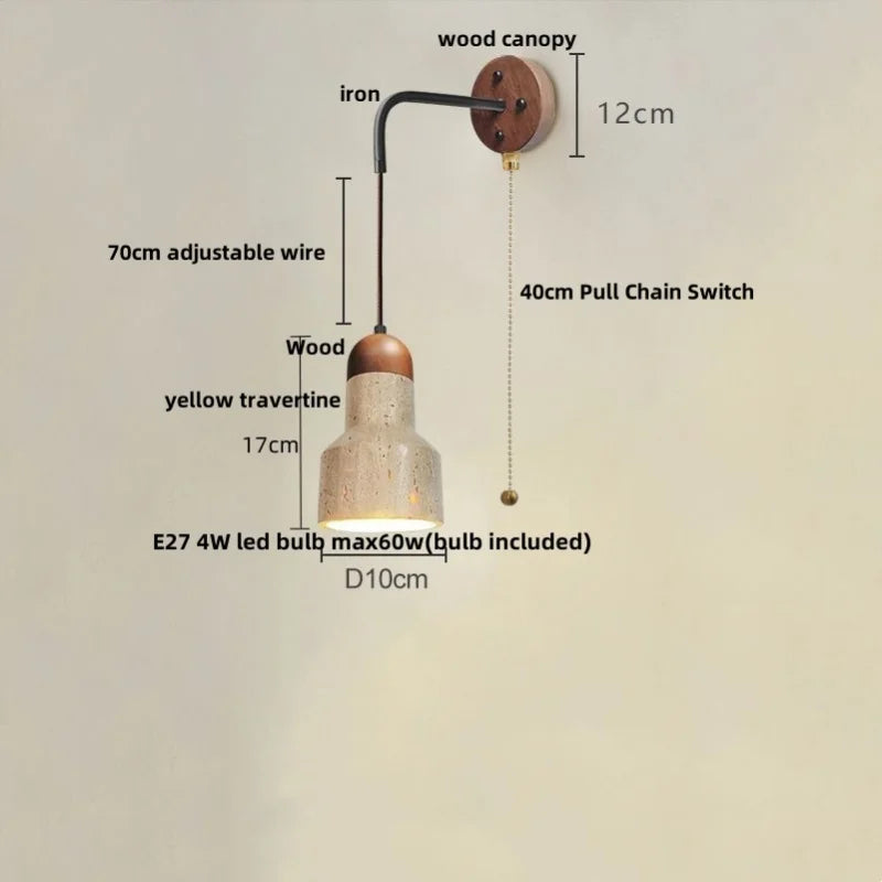 Decorbites™ LED Gelbe Travertin-Stein-Wandlampe – Nordisch Moderne Treppenbeleuchtung