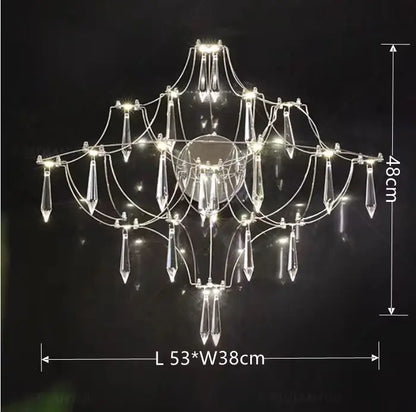 Starry Crystal Firefly Pendant Chandelier in Polished Steel