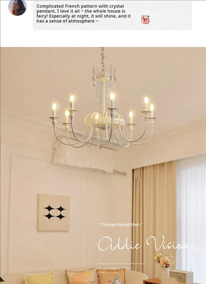 DecorBites™ French Light Luxury Living Room Chandelier American Atmosphere Candle Lamp
