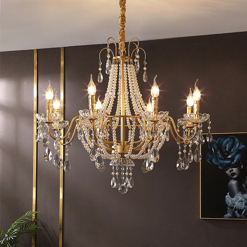 Decorbites™ Französischer Perlenkronleuchter, Elegantes Retro-Design für luxuriöse Wohnräume