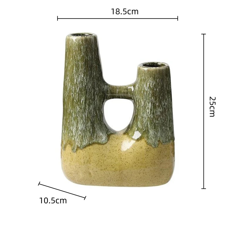 DecorBites™ Abstract Kiln-changing Glaze Ceramic Vase for Home Decor and Floral Arrangement