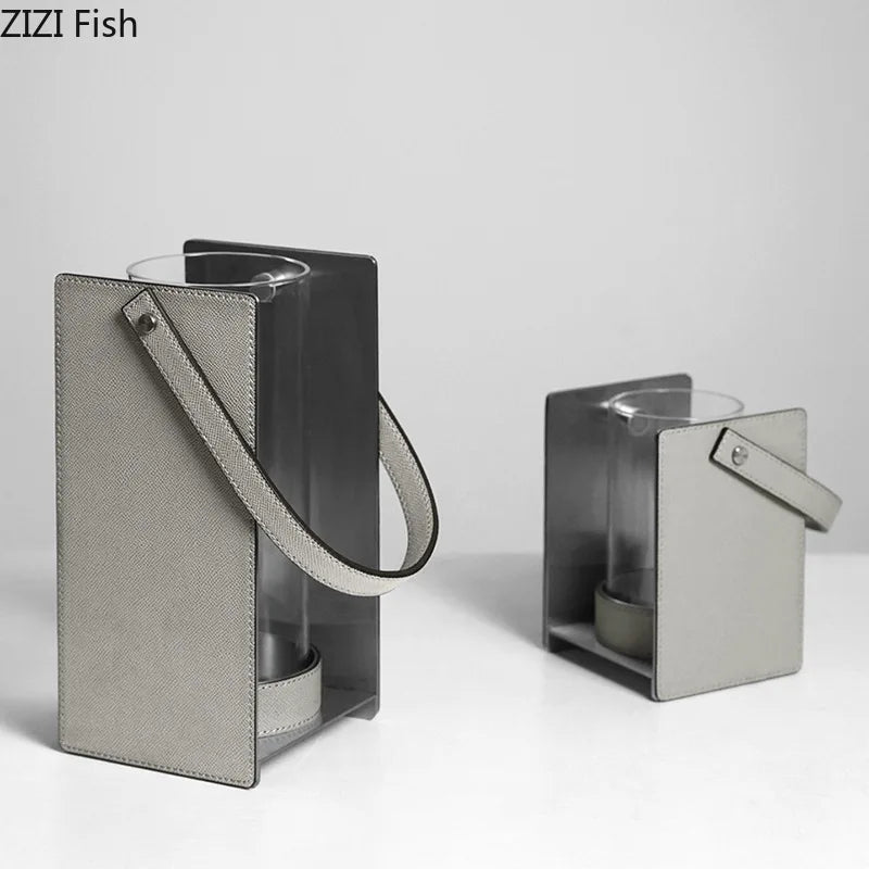 Glass Leather Vase Decor