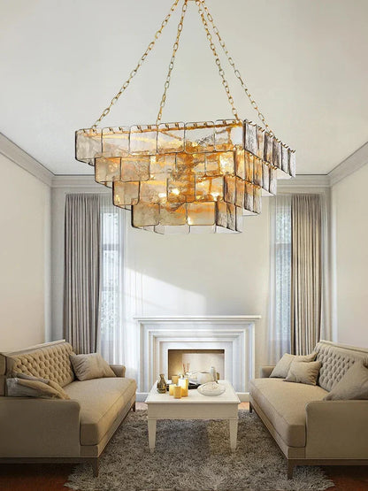 Decorbites™ Gold-Glas-Lüster Luxe-Wohnzimmer-Beleuchtung Luxuriöse Hängelampe
