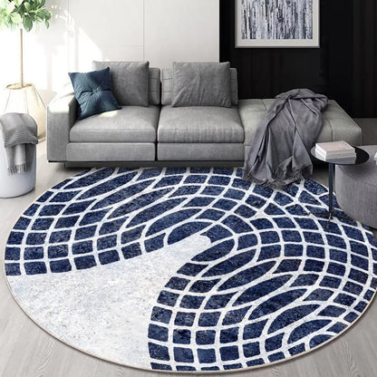 Decorbites™ Rundes Geometrisches Kaschmir-Bodenmatte für das Wohnzimmer, Fleckenresistent & Leicht zu Reinigen
