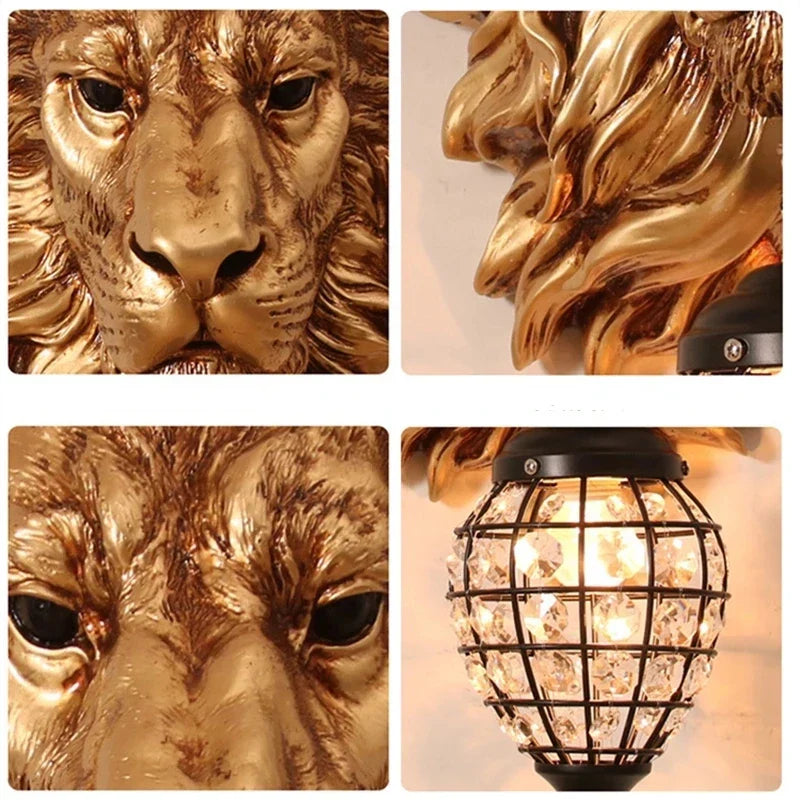 Decorbites™ Löwenkopf-Harz-Wandlampe: Europäischer Stil Wohnzimmerleuchte für die Hausdekoration