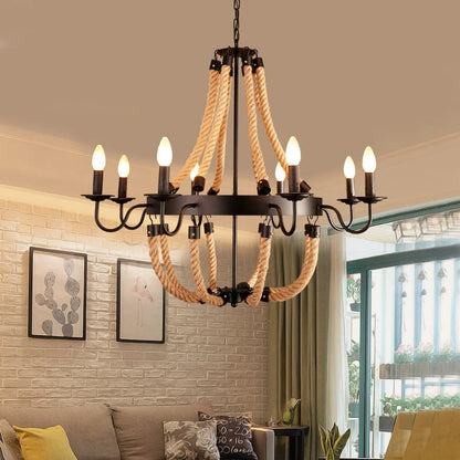 Decorbites™ Hanfseil-Deckenleuchter: Vintage-Loft-Pendantleuchte für Esszimmer & Wohnzimmer