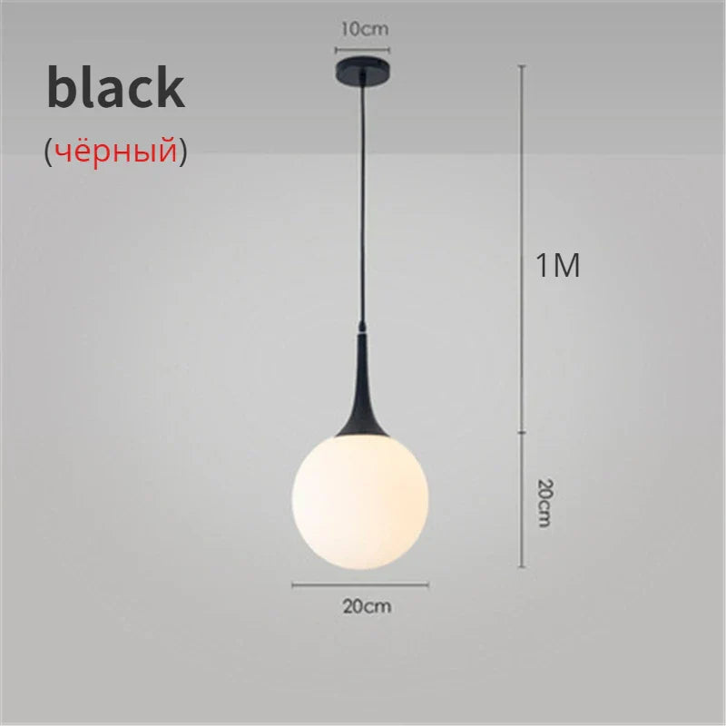Decorbites™ Glas-Kugeln-LED-Hängeleuchten für modernes Wohnzimmer, schwarze/weiße Hornarmaturen