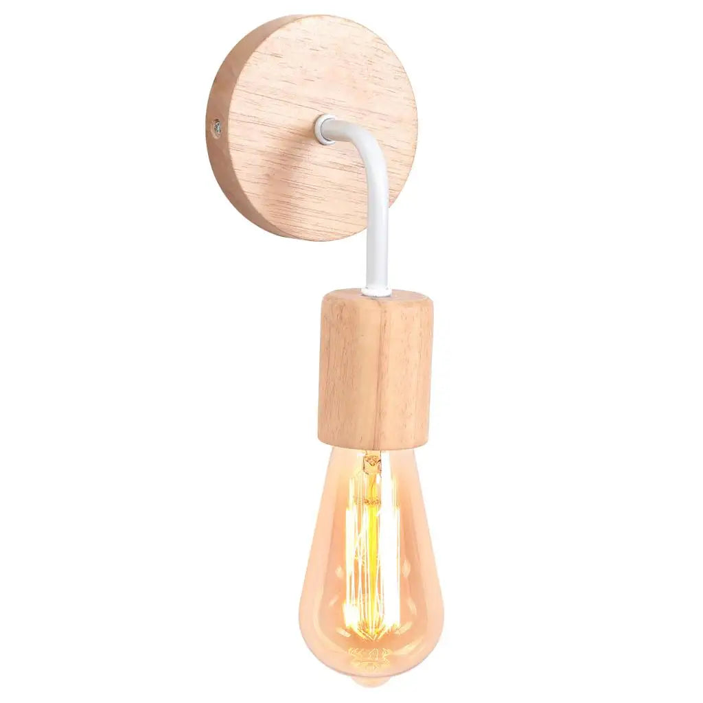 Decorbites™ Industrielle LED Holz Wandlampe E27 Retro Nachttischlampe Vintage Innenbeleuchtung