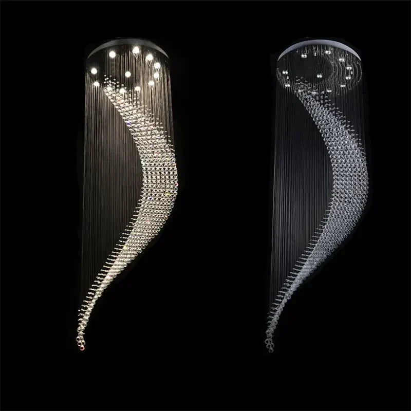 DecorBites™ Crystal Ball Spiral Chandelier: Luxury LED Hanging Light Fixture