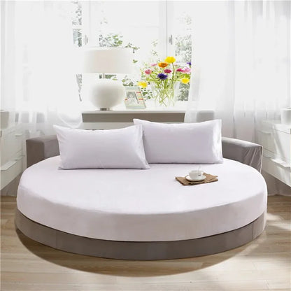DecorBites™ Cotton Round Bed Sheet Set with Elastic Band, Soft & Skin-Friendly Fitted Sheets
