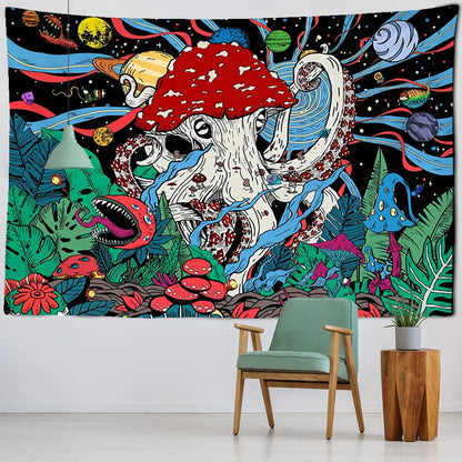 DecorBites™ Abstract Mushroom Tapestry Wall Hanging for Psychedelic Room Decor