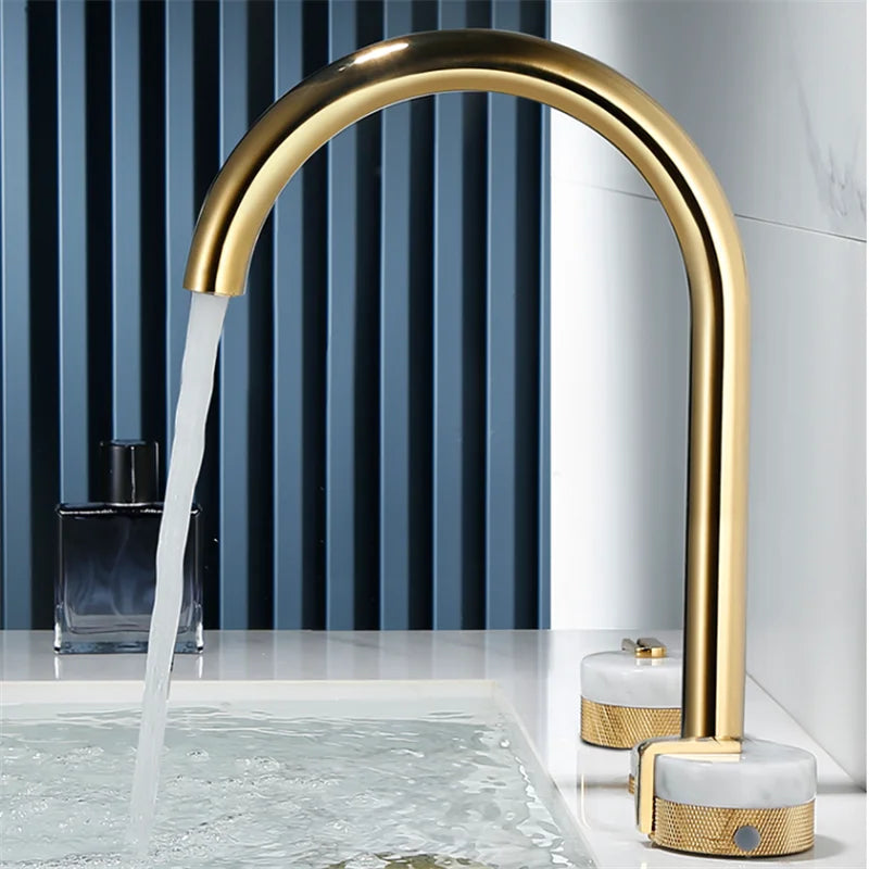 Gold Marble Widespread Faucet