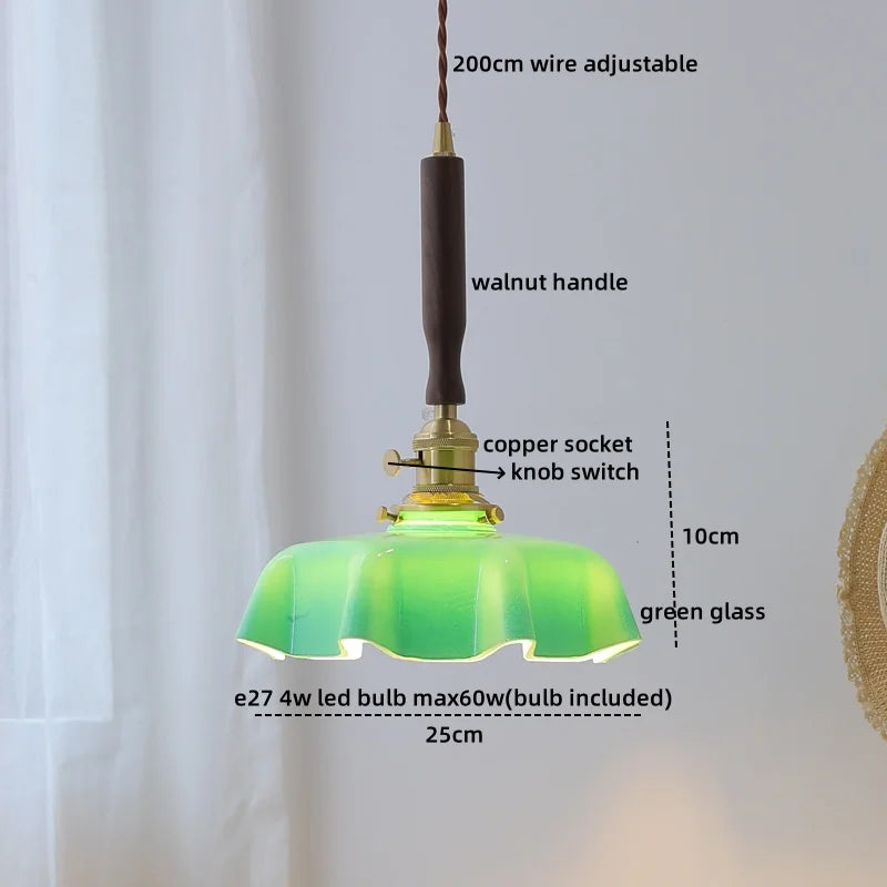 DecorBites™ LED Walnut Copper Pendant Light with Knob Switch - Modern Style Lighting Fixtures