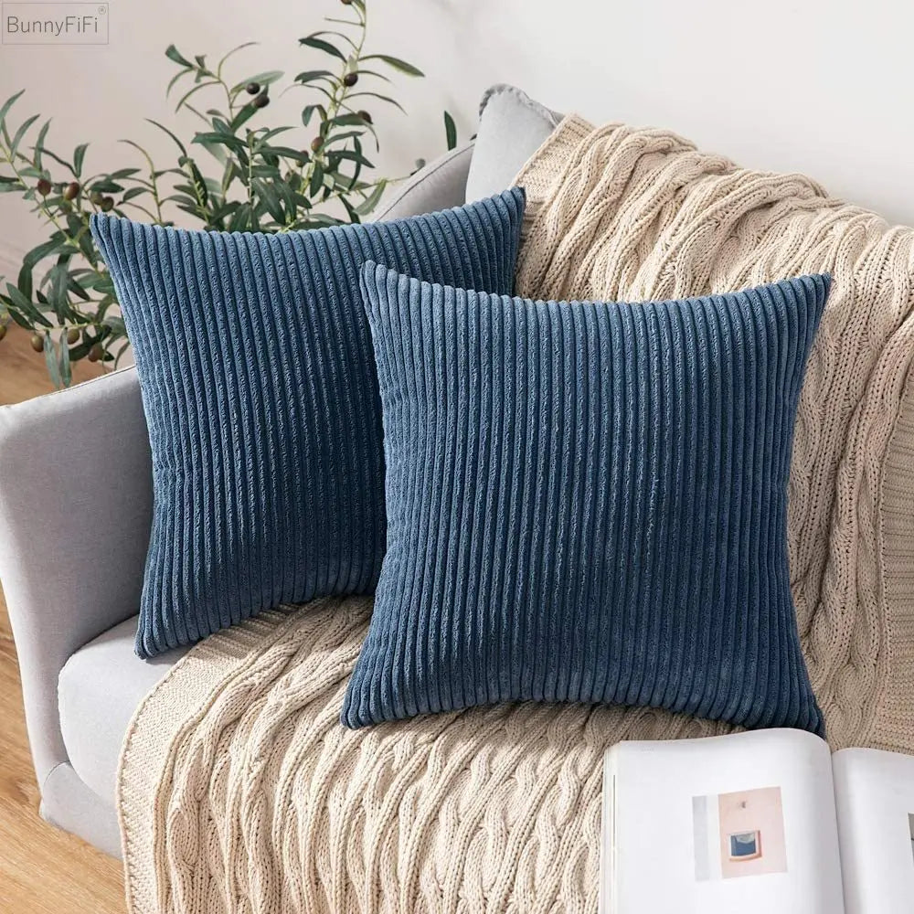 DecorBites™ Corduroy Pillow Cover: Striped Cushion for Sofa Bed - Nordic Home Decor