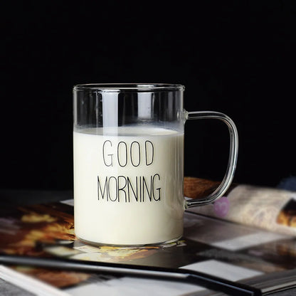 Decorbites™ Guten Morgen Glasbecher - Transparenter Becher mit Henkel