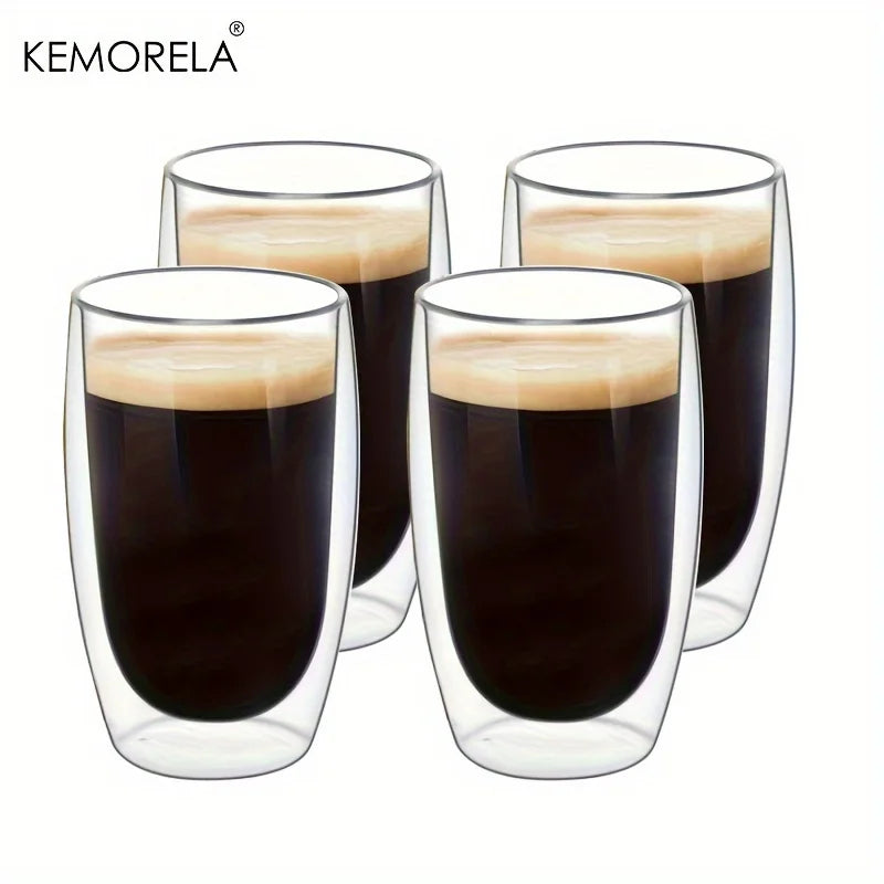 Decorbites™ Doppeltwandige Glas-Kaffeetassen – Isolierte Espressoglasbecher für Cappuccino, Latte, Tee und Milch