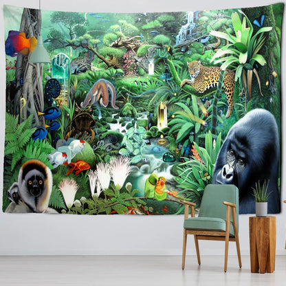 Decorbites™ Dschungel-Tier-Teppich-Wandbehang: Boho-Stil Heimdekoration & Kinderzimmer-Kunst