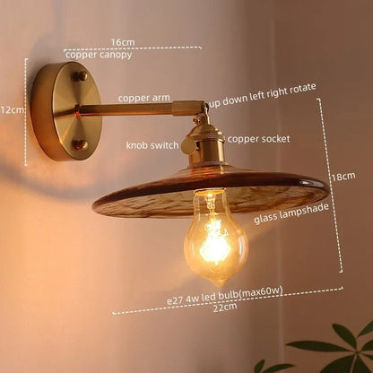 Decorbites™ Japanischer Stil LED Wandlampen Wohnzimmer Couch Balkon Treppenlicht Kupfer Glas