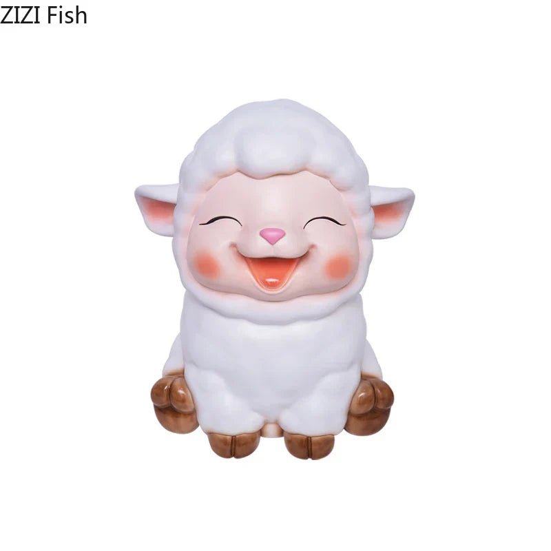 Decorbites™ Kleines Lamm Kinder-Sparbüchse Schweinchen-Sparschwein Ästhetisches Schreibtisch-Dekorationsobjekt Skulptur