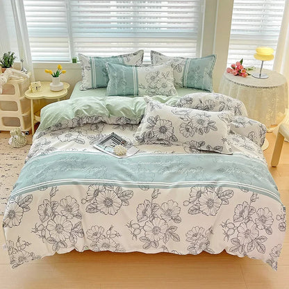 DecorBites™ Cotton Printed Bedding Set: Cozy, Breathable, All Seasons Comforter Set