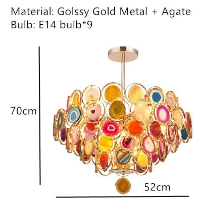 Decorbites™ Achat-Leuchter: Bunte LED-Beleuchtung für Eingangsbereich, Restaurant, Schlafzimmer – Verstellbares Kabel