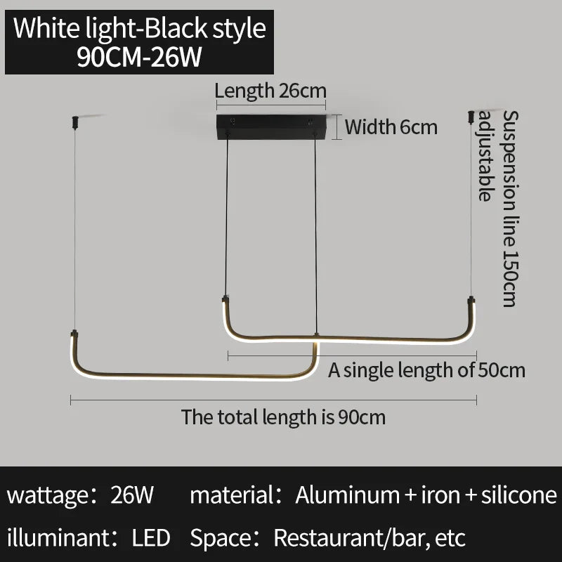 Modern Gold Linear LED Pendant Light