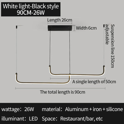 Modern Gold Linear LED Pendant Light