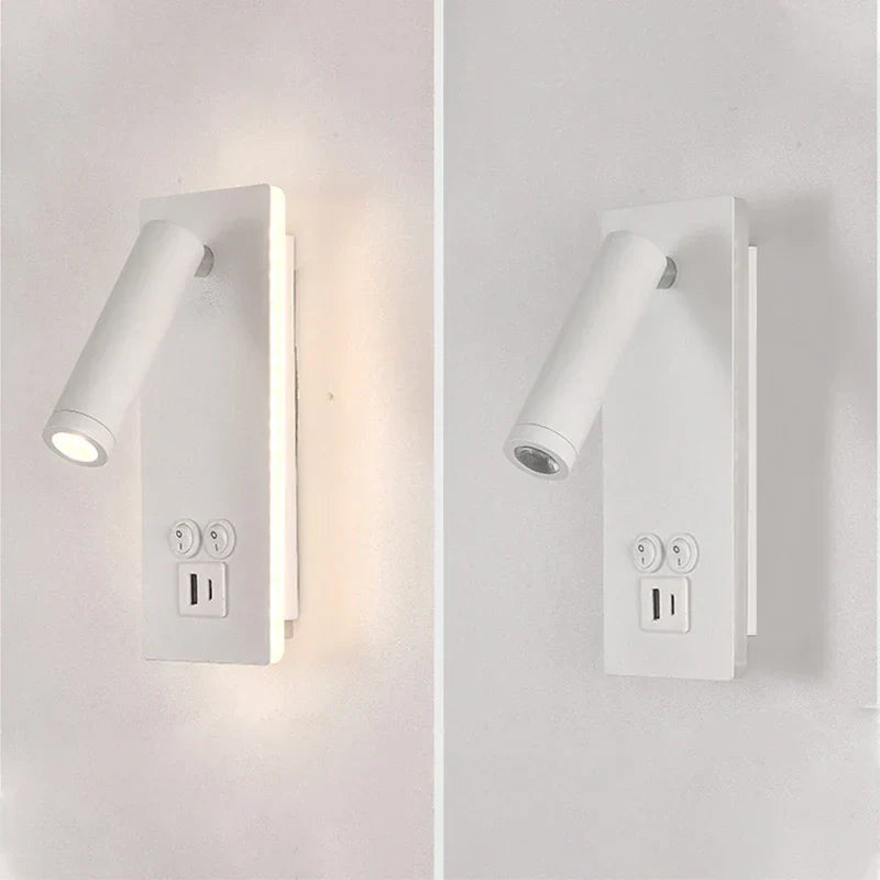 Decorbites™ Schwarz-Messing LED-Wandleuchte mit USB-Anschluss & Schalter - 3W-Scheinwerfer für das Schlafzimmer
