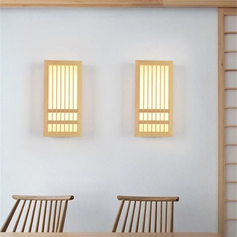 Wood Rectangular Wall Lamp