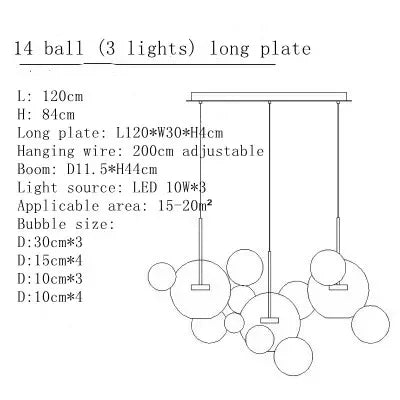 DecorBites™ Glass Bubble Chandelier: Modern Art Deco Customized Indoor Decor Light
