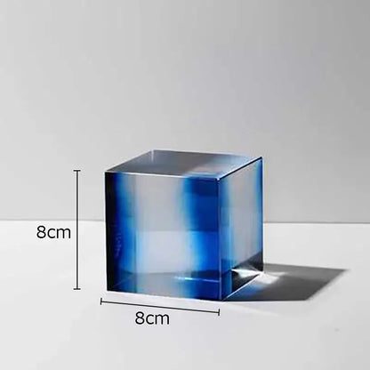 Decorbites™ Kristallwürfel-Ornamente Klare Glas-Skulptur Schreibtisch-Dekoration Geometrisch Gestuftes Quadrat