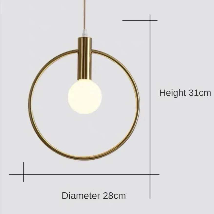 Decorbites™ Goldener Ring-Glasball-Hängeleuchte für Schlafzimmer und Wohnzimmer.