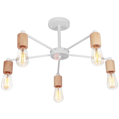 Decorbites™ Industrielle Stange Eisen Holz Sputnik Kronleuchter Deckenlampe LED E27 Heimbeleuchtung