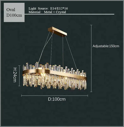 DecorBites™ Crystal LED Oval Chandelier for Dining Room Lighting