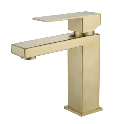 Decorbites™ Gebürsteter Gold Waschbeckenarmatur Einhebelmischer für kaltes und warmes Wasser Aufsatzmontage