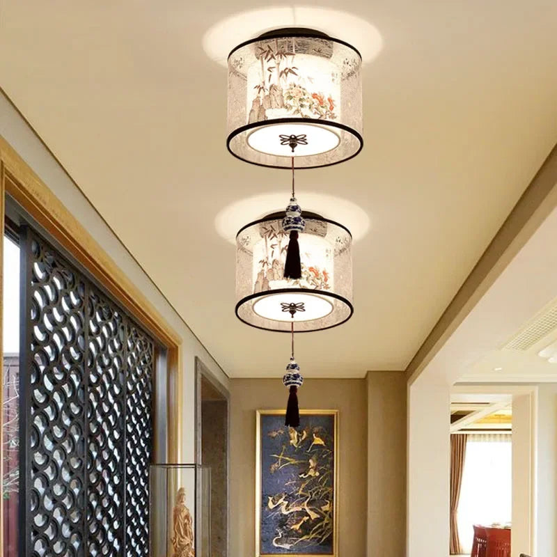 Decorbites™ Lotus Chinesische Kronleuchter Deckenlampe Einfaches Korridor-Gemälde LED-Beleuchtung