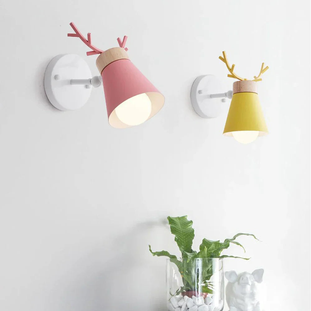 Decorbites™ LED Geweih-Wandleuchte Holz Nordisch Vintage Modern Loft Schlafzimmer-Beleuchtung E27