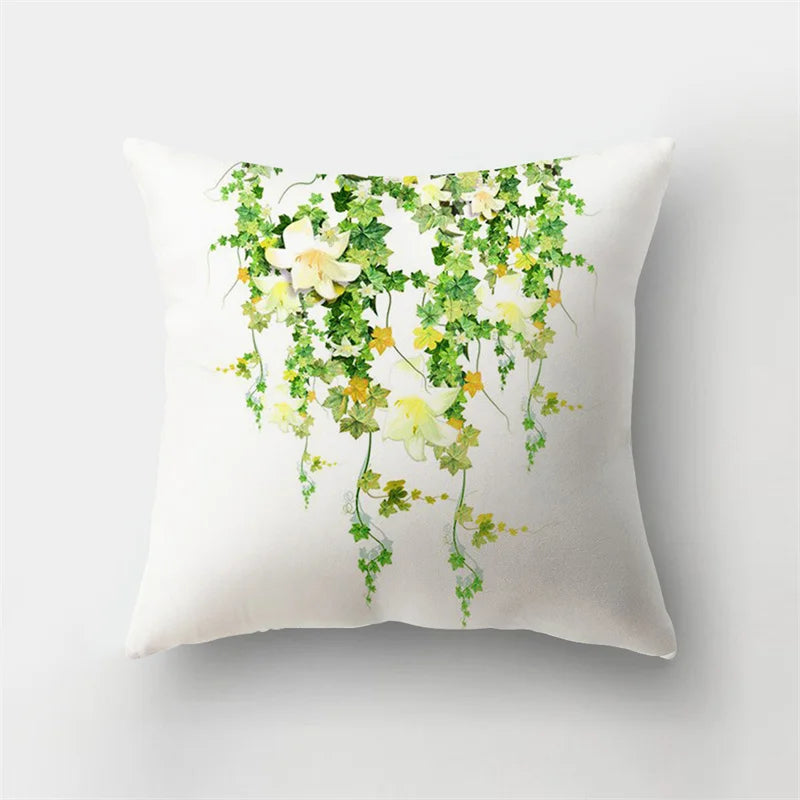 Decorbites™ Reh-Tier Kurz-Plüsch-Kissenbezug mit natürlichen Blättern und Blumen