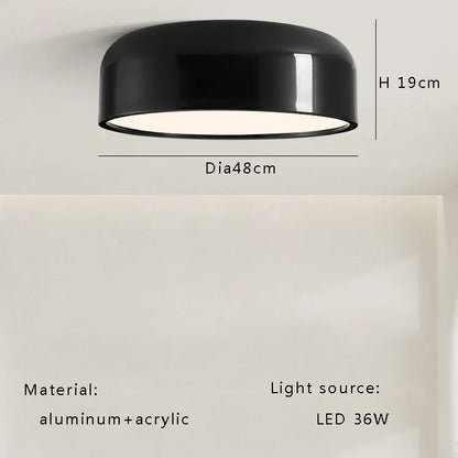 DecorBites™ Italian Minimalist Round LED Ceiling Lamp Black White Bedroom Light