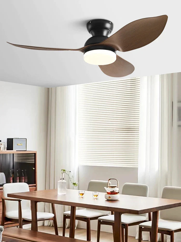 Decorbites™ 48" Schwarzer Deckenventilator mit niedrigem Bodenabstand, modernem Design und LED-Licht